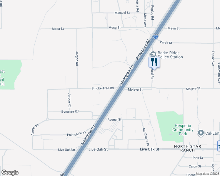 map of restaurants, bars, coffee shops, grocery stores, and more near 13356 Smoke Tree Road in Victorville