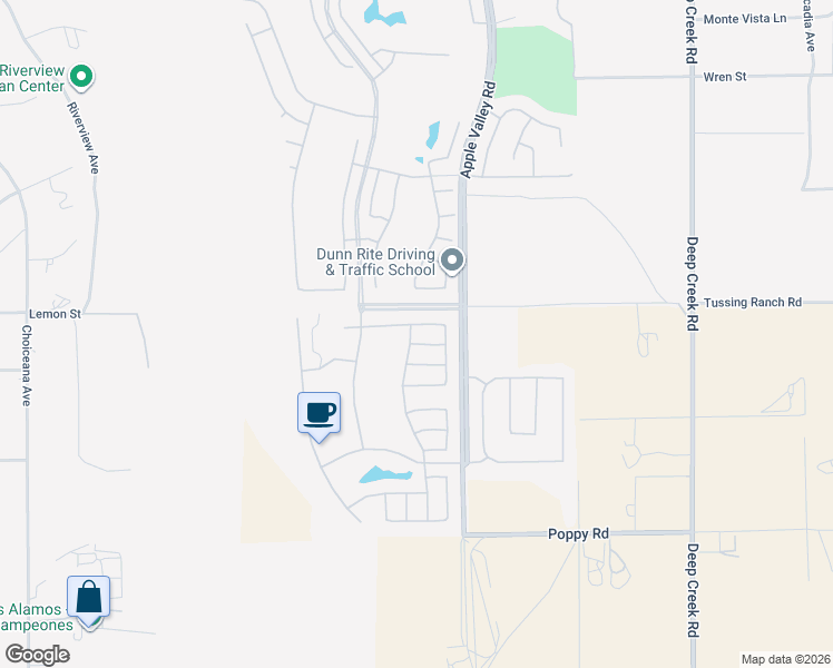 map of restaurants, bars, coffee shops, grocery stores, and more near 10485 Wilmington Lane in Apple Valley