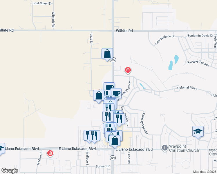 map of restaurants, bars, coffee shops, grocery stores, and more near 4212 North Prince Street in Clovis