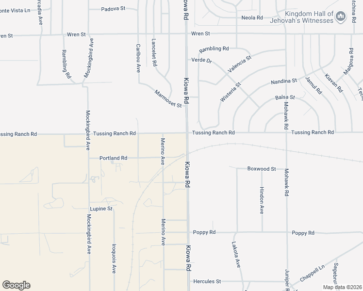 map of restaurants, bars, coffee shops, grocery stores, and more near 10420 Kiowa Road in Apple Valley