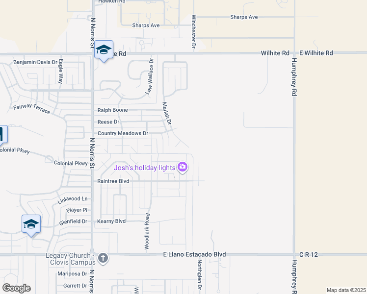map of restaurants, bars, coffee shops, grocery stores, and more near 3900 Mariah Drive in Clovis