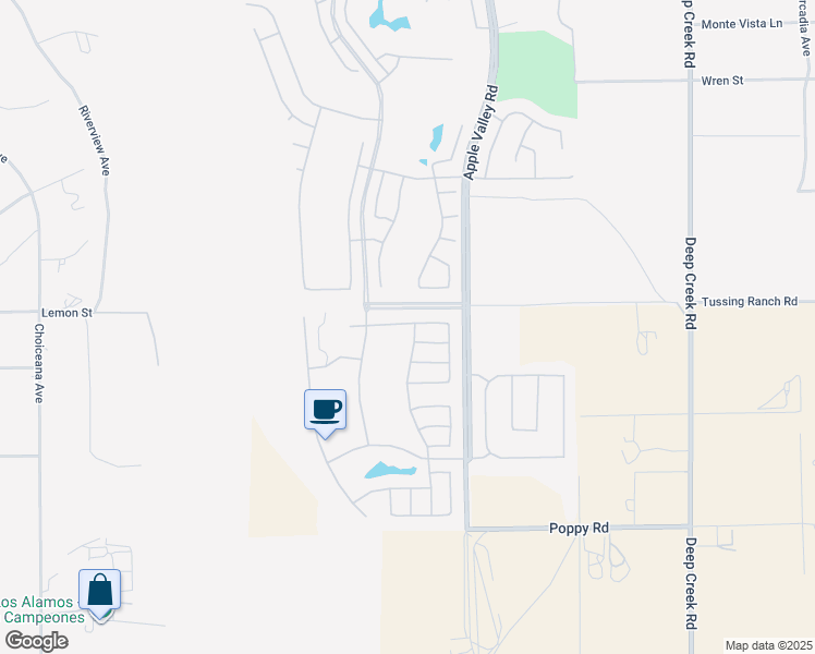 map of restaurants, bars, coffee shops, grocery stores, and more near 10492 Wilmington Lane in Apple Valley