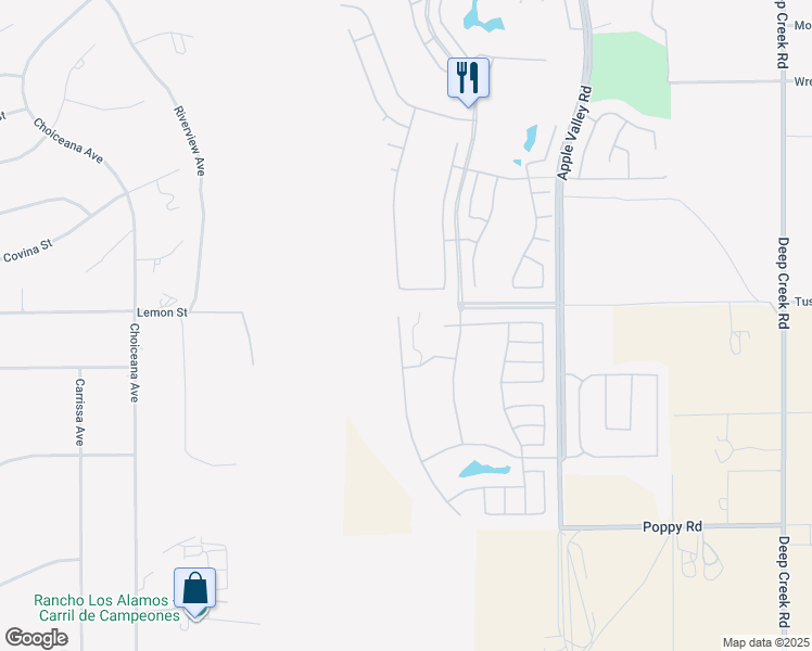 map of restaurants, bars, coffee shops, grocery stores, and more near 10475 Darby Road in Apple Valley