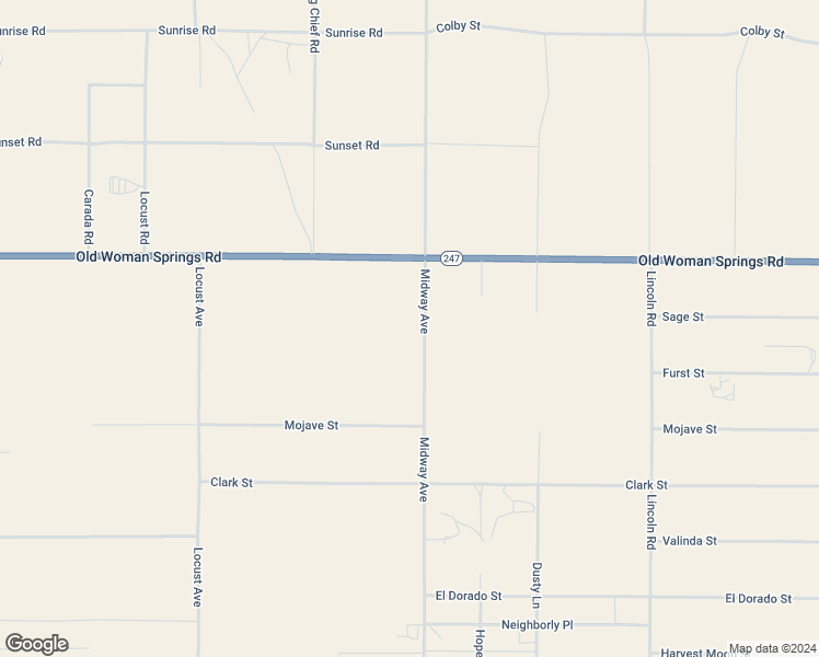 map of restaurants, bars, coffee shops, grocery stores, and more near Midway Avenue in Lucerne Valley