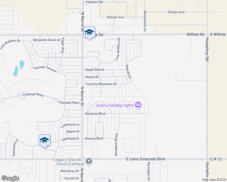 map of restaurants, bars, coffee shops, grocery stores, and more near 116 Billys Circle in Clovis