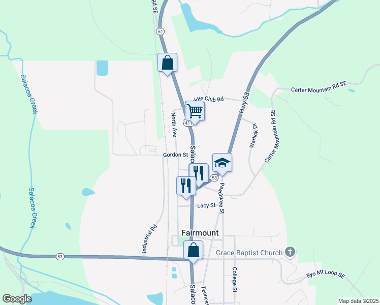 map of restaurants, bars, coffee shops, grocery stores, and more near 2449 U.S. 411 in Ranger