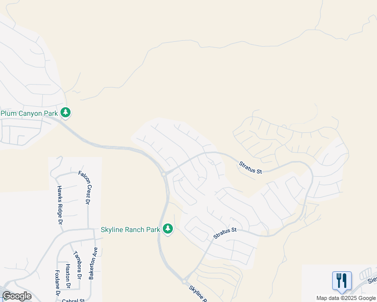 map of restaurants, bars, coffee shops, grocery stores, and more near 18259 Arial Way in Santa Clarita