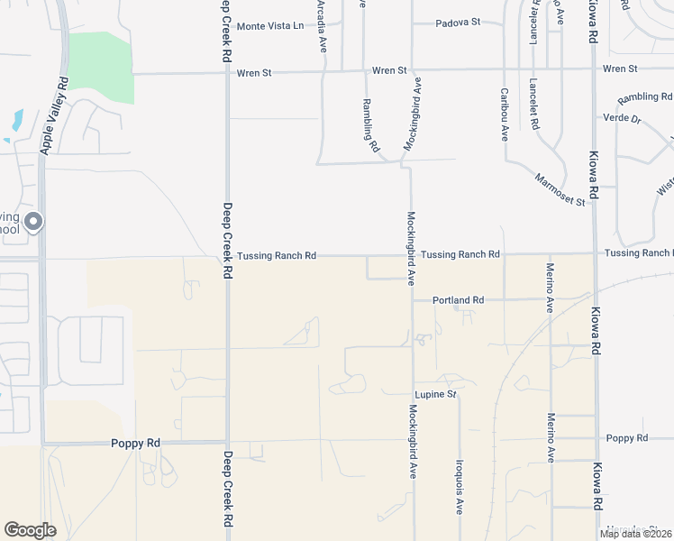map of restaurants, bars, coffee shops, grocery stores, and more near 20315 Tussing Ranch Road in Apple Valley