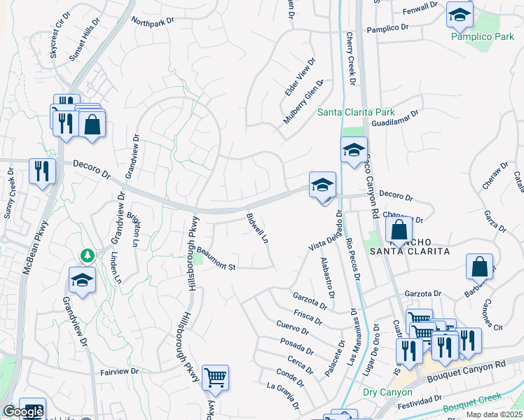 map of restaurants, bars, coffee shops, grocery stores, and more near 27240 Trenton Place in Santa Clarita