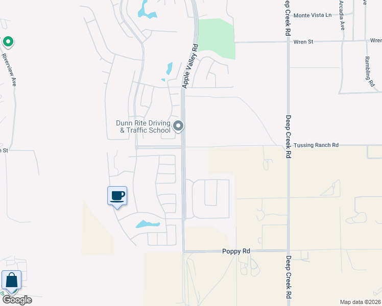 map of restaurants, bars, coffee shops, grocery stores, and more near 10487 Glen Oaks Lane in Apple Valley