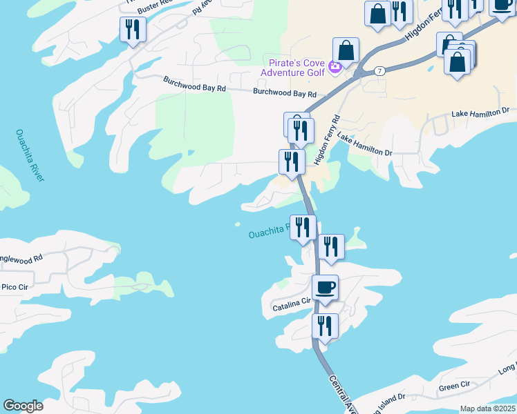 map of restaurants, bars, coffee shops, grocery stores, and more near 156 Villa Point in Hot Springs