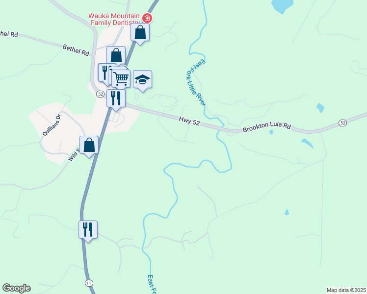map of restaurants, bars, coffee shops, grocery stores, and more near 5759 Brookton Lula Road in Gainesville