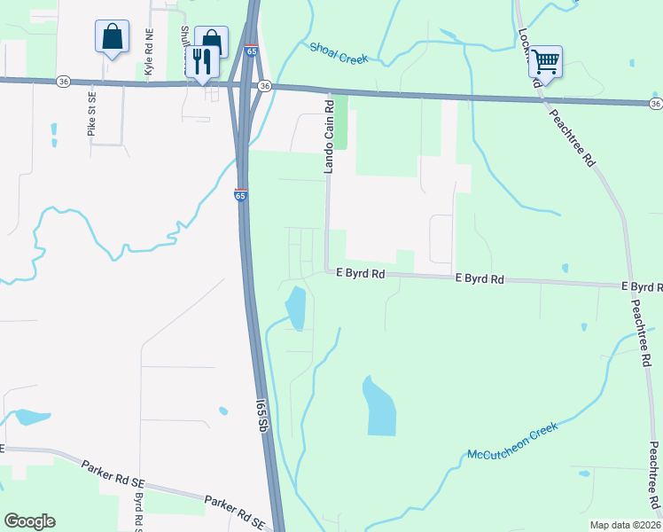 map of restaurants, bars, coffee shops, grocery stores, and more near 244 Lando Cain Road in Hartselle