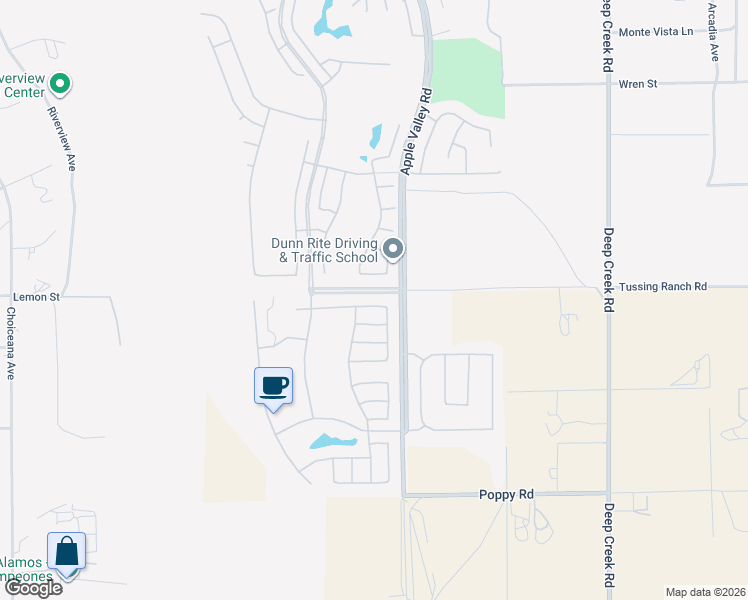 map of restaurants, bars, coffee shops, grocery stores, and more near 19486 Crystal Springs Lane in Apple Valley