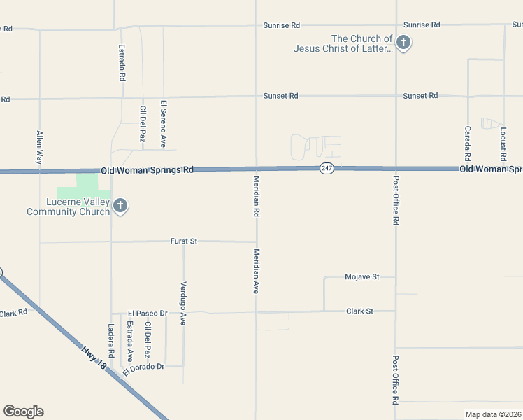 map of restaurants, bars, coffee shops, grocery stores, and more near 10255 Meridian Road in Lucerne Valley