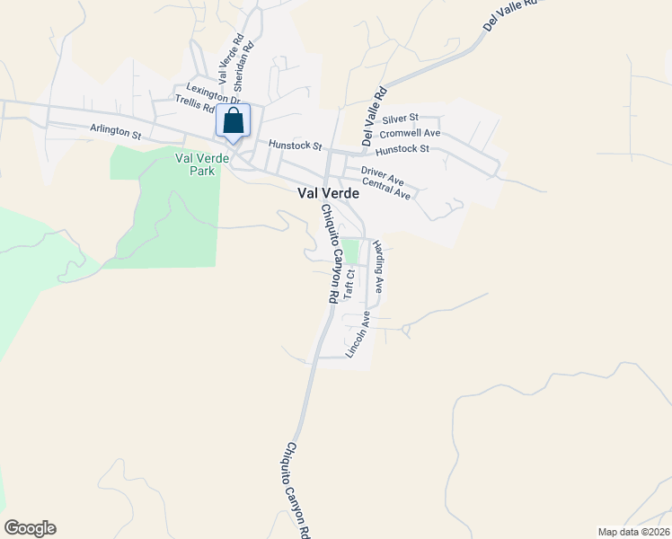 map of restaurants, bars, coffee shops, grocery stores, and more near 30000 Madison Way in Val Verde