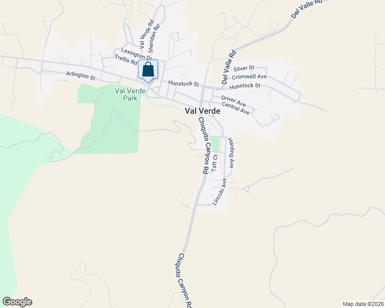 map of restaurants, bars, coffee shops, grocery stores, and more near Buchanan Way in Val Verde