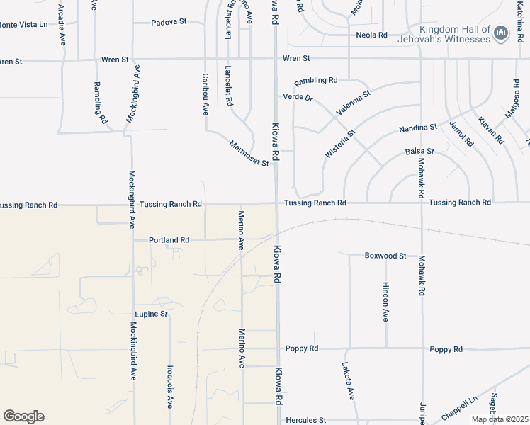 map of restaurants, bars, coffee shops, grocery stores, and more near 10420 Kiowa Road in Apple Valley