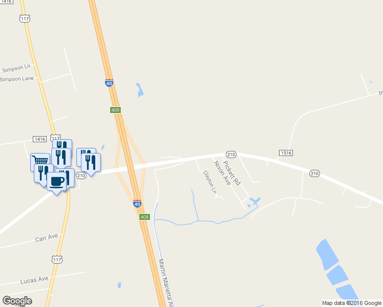 map of restaurants, bars, coffee shops, grocery stores, and more near 13010 North Carolina 210 in Rocky Point