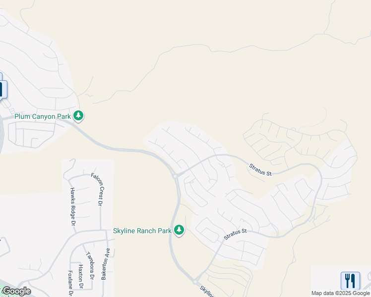 map of restaurants, bars, coffee shops, grocery stores, and more near 18244 Cumulus Court in Santa Clarita