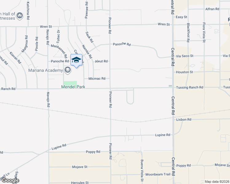 map of restaurants, bars, coffee shops, grocery stores, and more near 22108 Tussing Ranch Road in Apple Valley