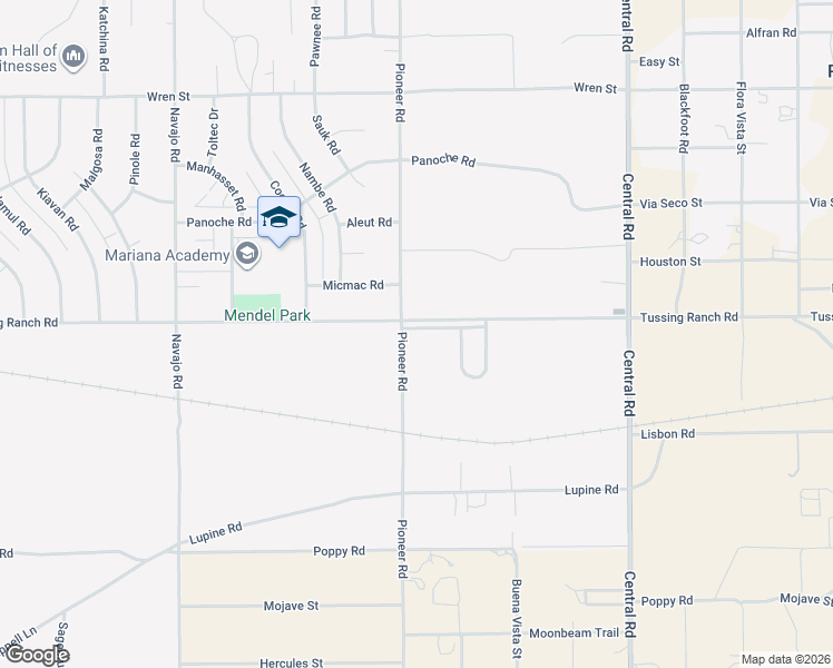 map of restaurants, bars, coffee shops, grocery stores, and more near 10412 Pioneer Road in Apple Valley
