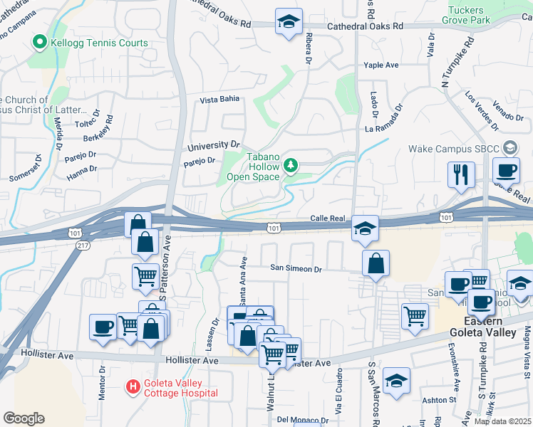 map of restaurants, bars, coffee shops, grocery stores, and more near 41 San Dimas Avenue in Santa Barbara