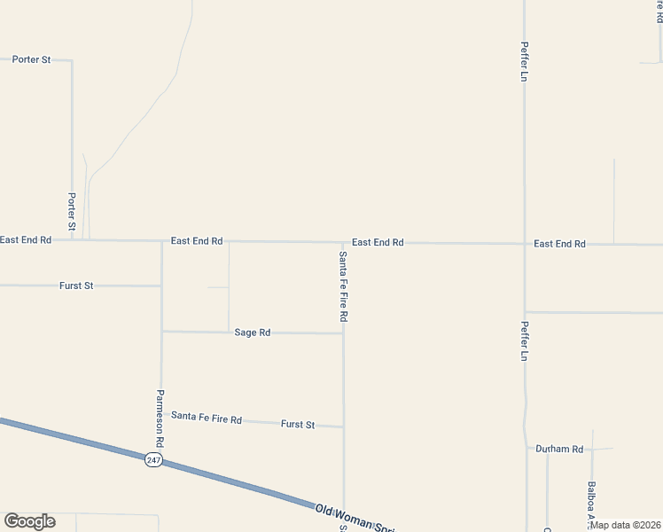 map of restaurants, bars, coffee shops, grocery stores, and more near 10424 Santa Fe Fire Road in Lucerne Valley