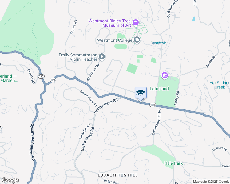 map of restaurants, bars, coffee shops, grocery stores, and more near 565 Barker Pass Road in Montecito