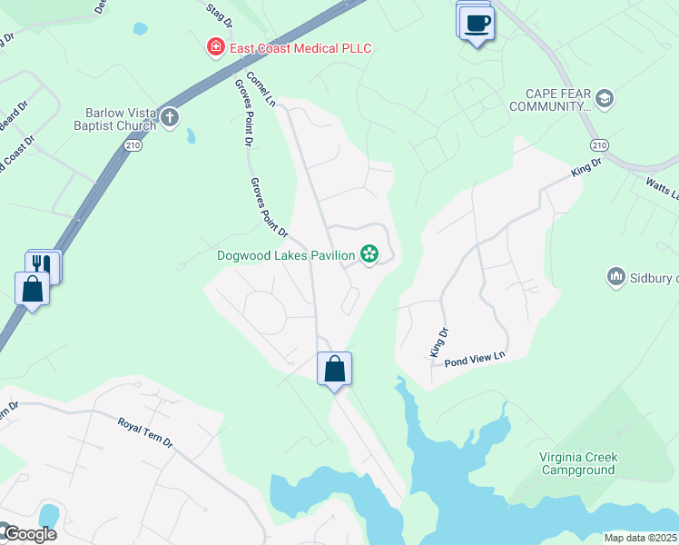 map of restaurants, bars, coffee shops, grocery stores, and more near 157 Cornel Lane in Hampstead