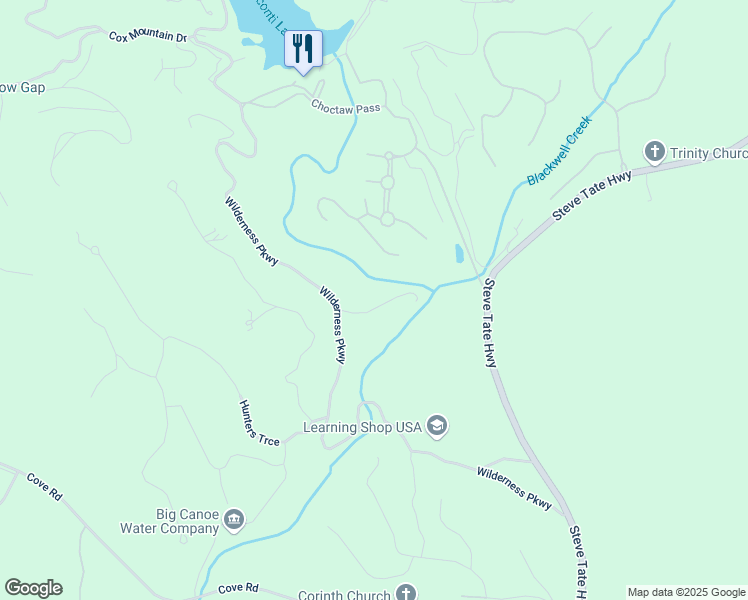 map of restaurants, bars, coffee shops, grocery stores, and more near 101 Twin Creeks Drive in Jasper