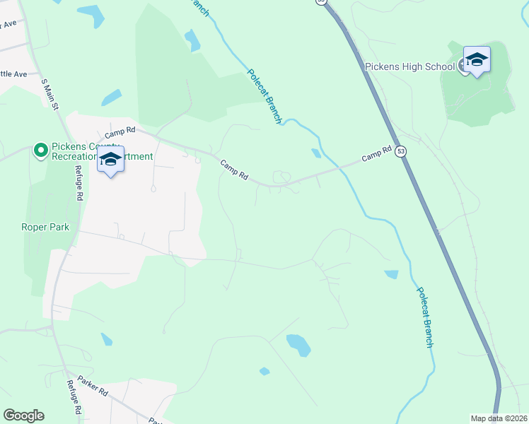 map of restaurants, bars, coffee shops, grocery stores, and more near 469 Camp Road in Jasper