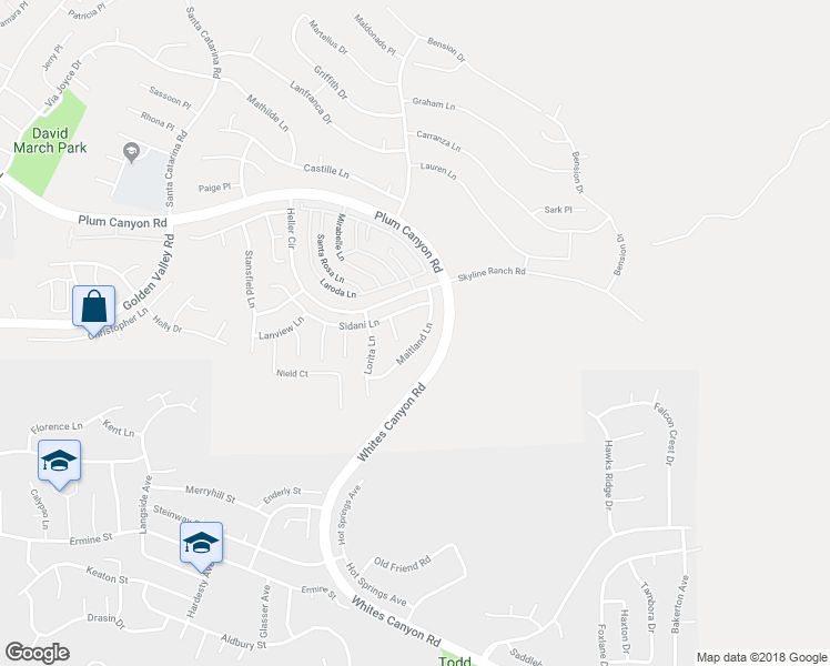 map of restaurants, bars, coffee shops, grocery stores, and more near 28327 Maitland Lane in Saugus
