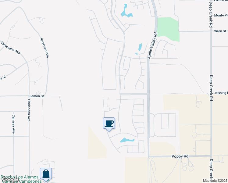 map of restaurants, bars, coffee shops, grocery stores, and more near 19385 Boulder Street in Apple Valley