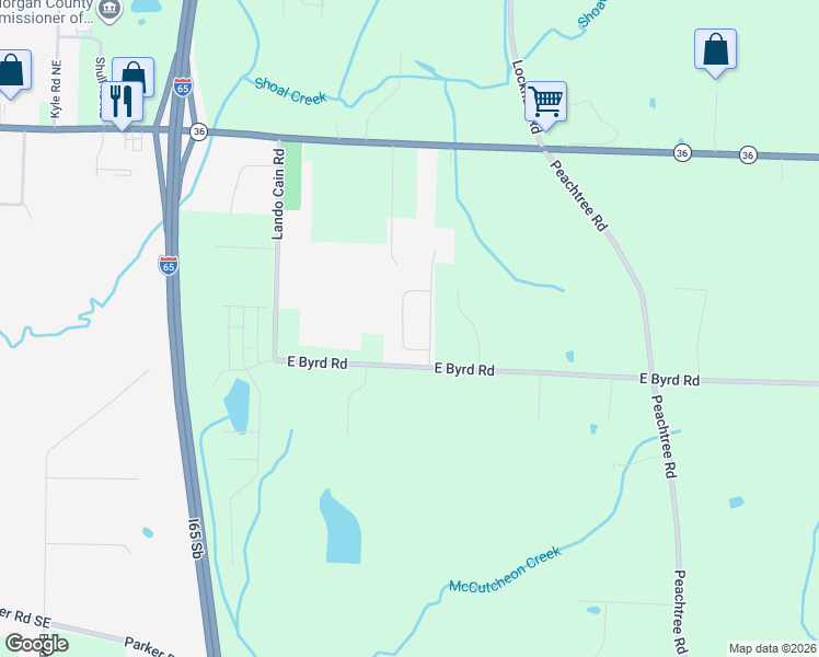 map of restaurants, bars, coffee shops, grocery stores, and more near 406 Pembrooke Circle Southeast in Hartselle