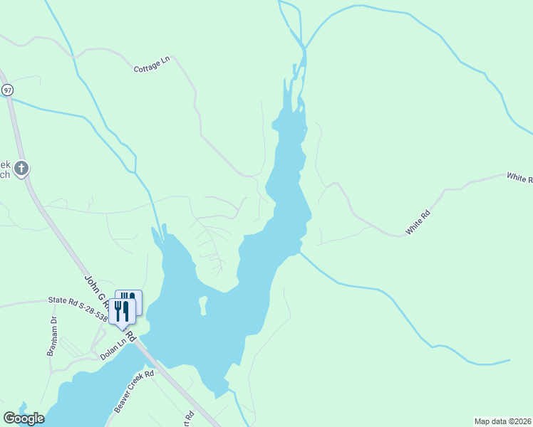 map of restaurants, bars, coffee shops, grocery stores, and more near 2448 Cottage Lane in Kershaw County
