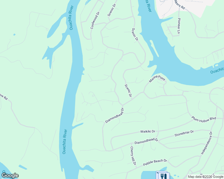 map of restaurants, bars, coffee shops, grocery stores, and more near 416 Diamondhead Drive in Hot Springs