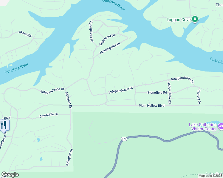 map of restaurants, bars, coffee shops, grocery stores, and more near 505 Independence Drive in Hot Springs