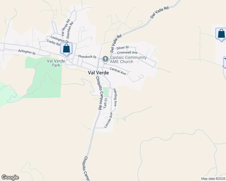 map of restaurants, bars, coffee shops, grocery stores, and more near in Val Verde