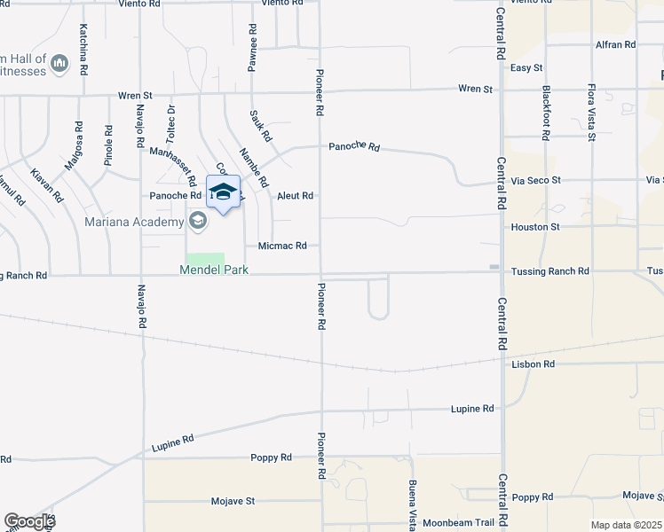 map of restaurants, bars, coffee shops, grocery stores, and more near 22108 Tussing Ranch Road in Apple Valley