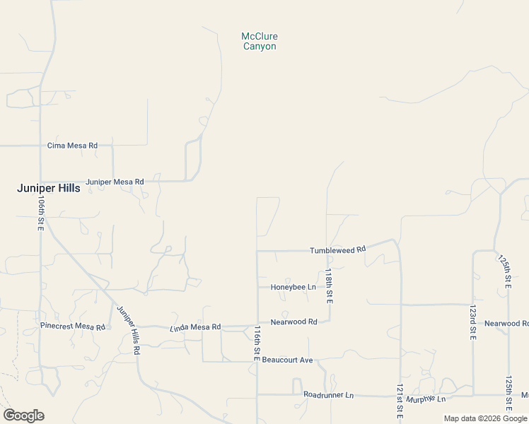 map of restaurants, bars, coffee shops, grocery stores, and more near 116th Street East in Los Angeles County