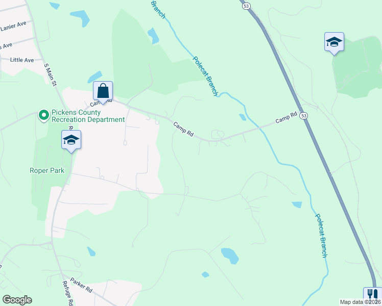 map of restaurants, bars, coffee shops, grocery stores, and more near 76 Arrowhead Lane in Jasper