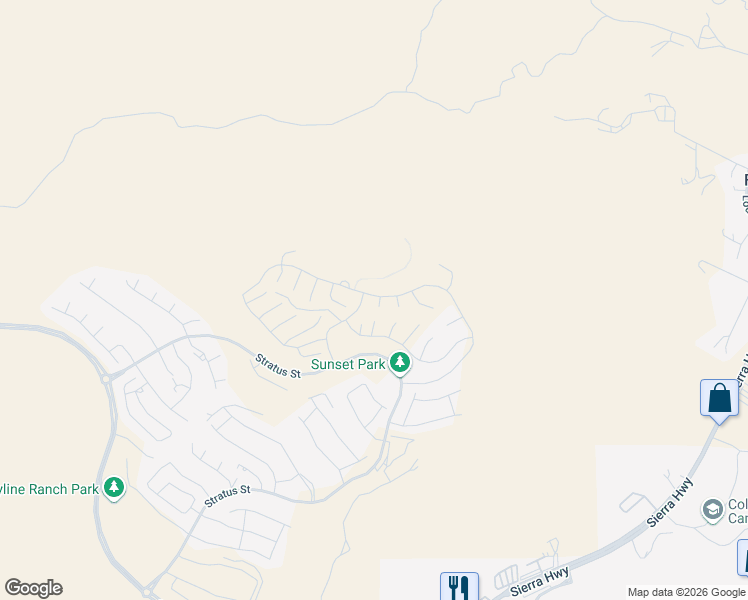 map of restaurants, bars, coffee shops, grocery stores, and more near 28909 Verdure Lane in Santa Clarita