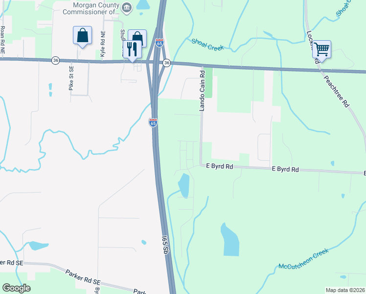 map of restaurants, bars, coffee shops, grocery stores, and more near 125 Lando Cain Road in Hartselle