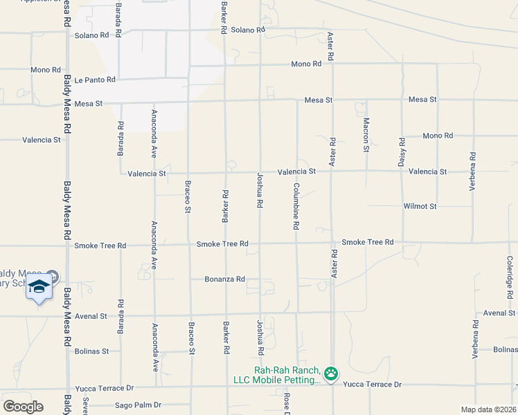 map of restaurants, bars, coffee shops, grocery stores, and more near 10575 Joshua Road in Hesperia