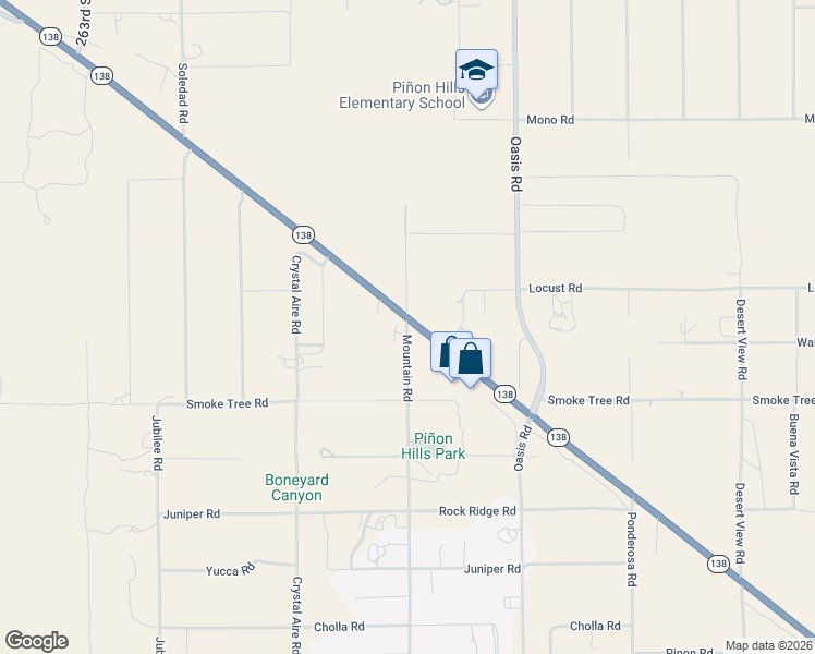 map of restaurants, bars, coffee shops, grocery stores, and more near 851 California 138 in Pinon Hills
