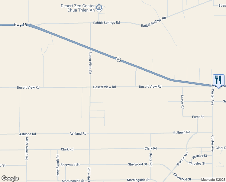 map of restaurants, bars, coffee shops, grocery stores, and more near 30550 Desert View Road in Lucerne Valley