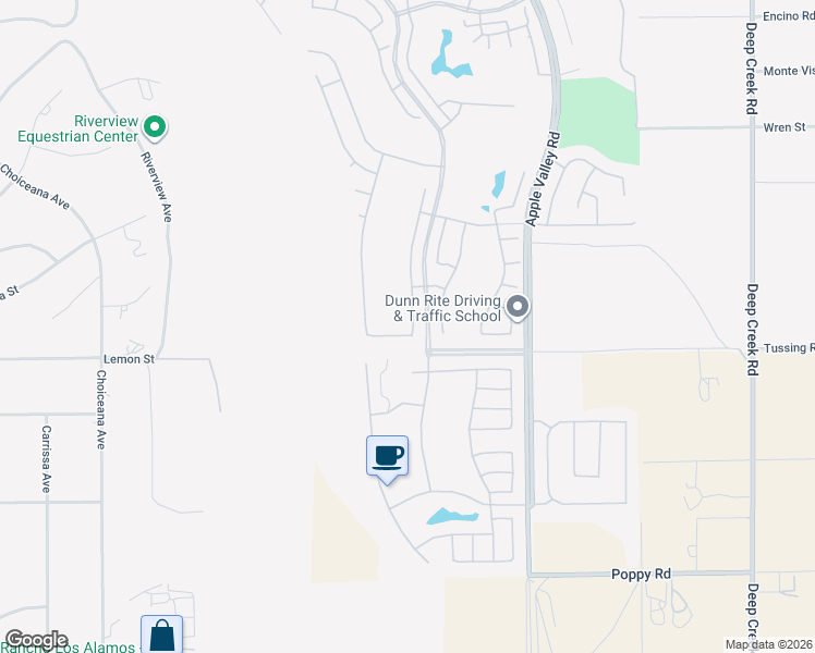 map of restaurants, bars, coffee shops, grocery stores, and more near 10446 Bridge Haven Road in Apple Valley