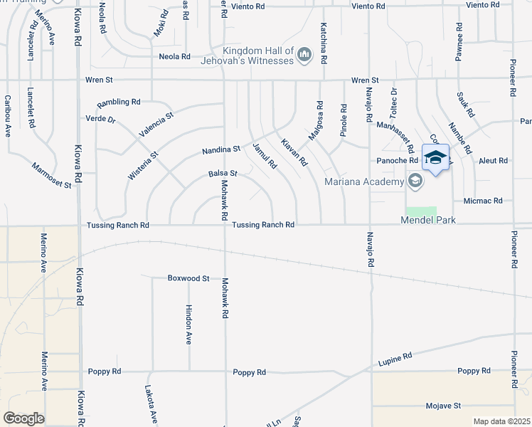 map of restaurants, bars, coffee shops, grocery stores, and more near 10520 Balsa Street in Apple Valley