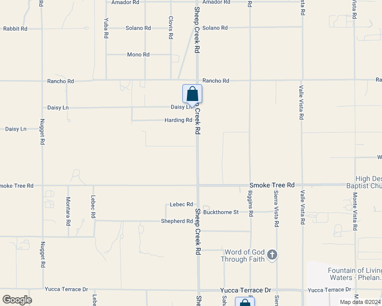 map of restaurants, bars, coffee shops, grocery stores, and more near Sheep Creek Road in Phelan